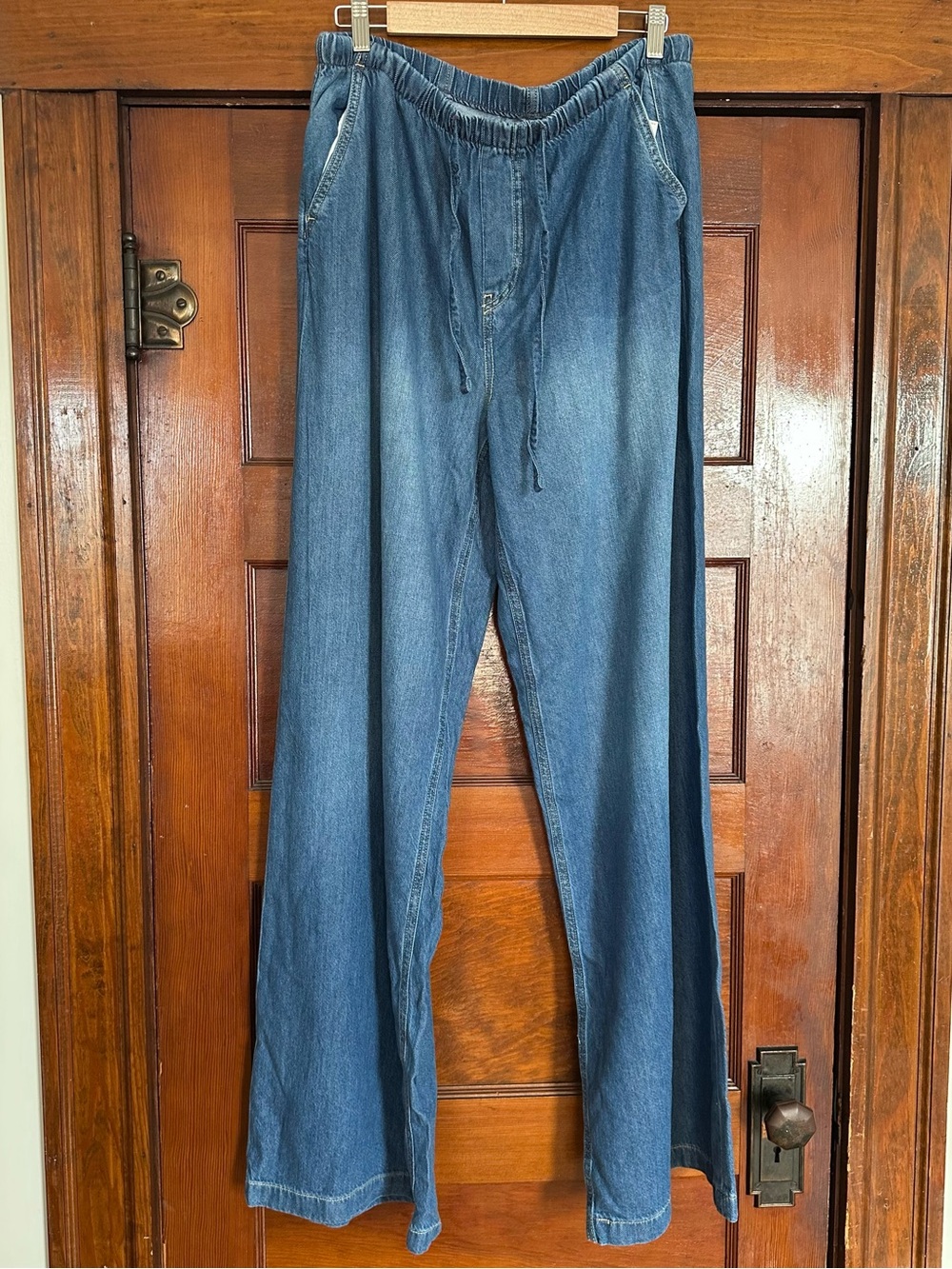 New Gap Blue Mid Rise UltraSoft Easy Wide Leg Loose Baggy Jeans SIZE LARGE TALL